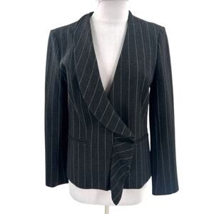 Saylor Thelma ruffle blazer pintstripe gray sz L